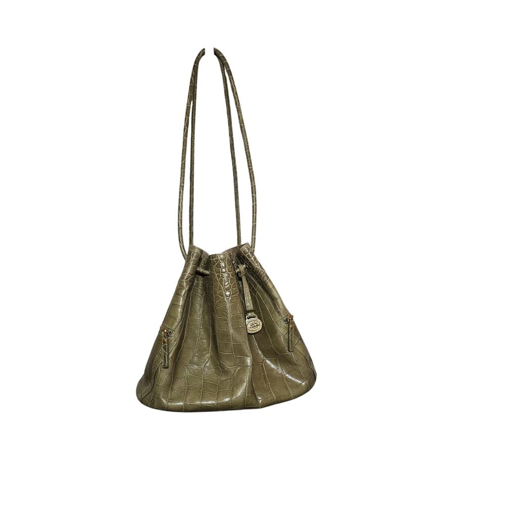 Vintage Brahmin in Pristine Condition Green Croc Embossed Leather With Bag - Picture 5 of 14